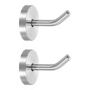 2個2インチコートフック、ステンレス製ロングノーズ壁掛けフック、居間、バスルーム、クローゼット、ワードローブ用のローブタオルハンガー、シルバートーン