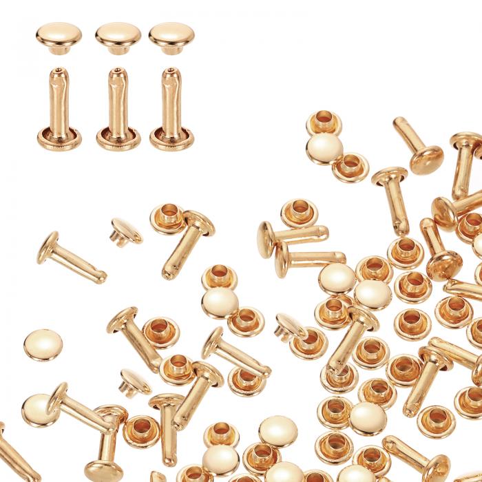 両面カシメ レザーリベット 6x10mm 80個セット レザークラフト DIY 手作り ベルト 布革細工 靴 ジーン..