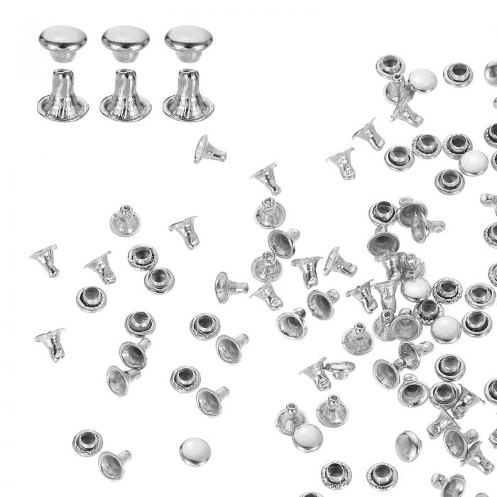 両面カシメ レザーリベット 100個セットのシングルキャップリベット3 mm 100個セット レザークラフト D..