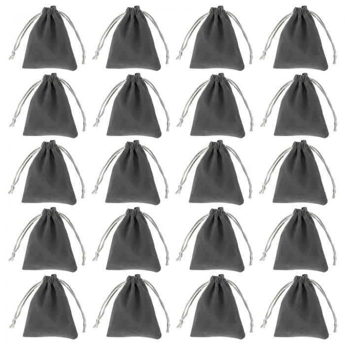 20個のフロック布巾着袋2.8 x 3.5インチ宝石フロック袋ギフトバッグ結婚式パーティーフェイバーキャン..