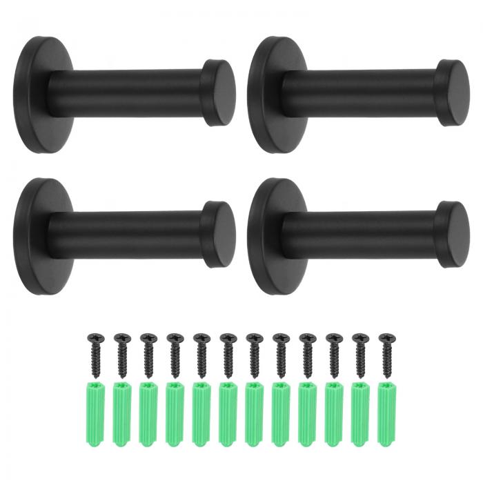 4個のステンレス製バスルームタオルフック、2.9x0.7インチのヘビーデューティーローブコートフック、丸い壁掛けフック、ベッドルーム、キッチン、クローゼット、キ...