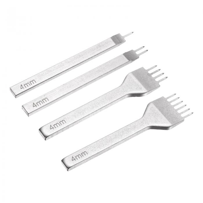 4個のレザーステッチングパンチ4mm 1/2/4/6プロングカーボン鋼レザーパンチホールツールチゼルDIYクラ..