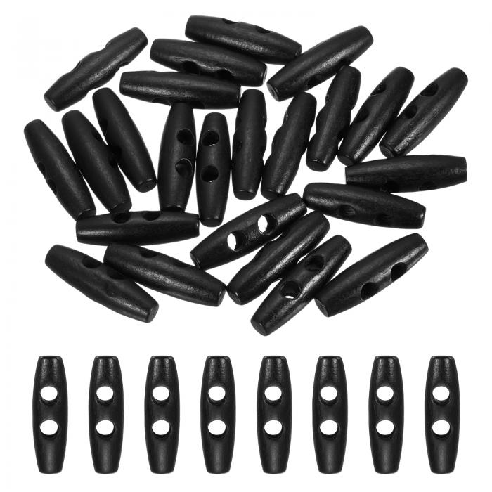 24個 木製トグルボタン 45mm/1.8" 2穴ウッドオリーブ製ボタン DIYクラフトコートセーター衣類ジャケッ..