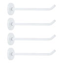 4個5.7インチコートフック、ステンレス製ロングノーズ壁掛けフック、居間、バスルーム、クローゼット、ワードローブ用のローブタオルハンガー、ホワイト