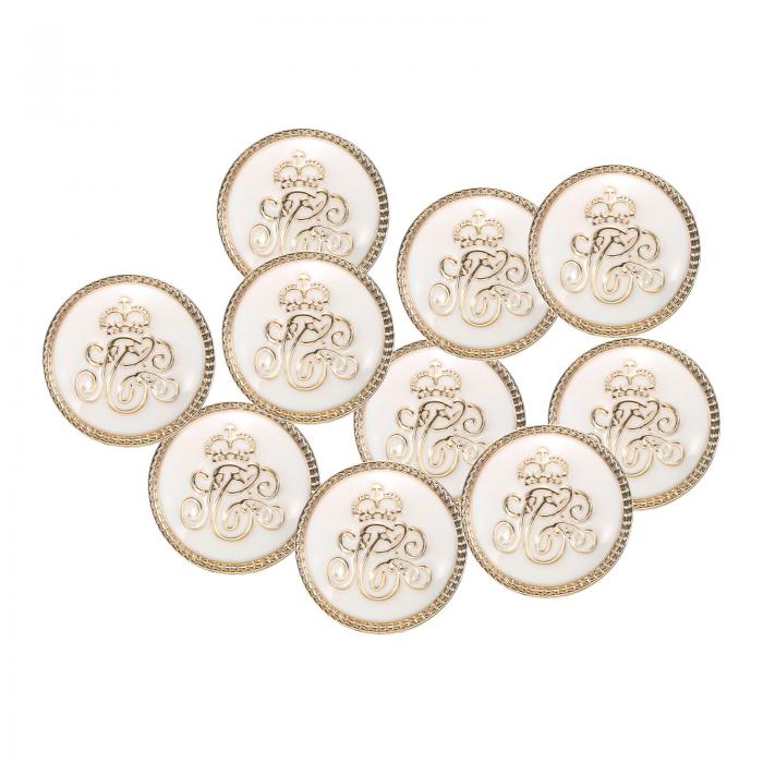 10個 34L 金ホワイトフェイクパールボタン 21mm 7/8" 直径 0.49" 厚さ プラスティック丸いボタン 交換用クラフトファスナー コート衣類..