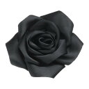 ローズフラワーブローチとピン、4.3インチのフラワーラペ ルピン、女性用ウェディングパーティーダンスドレススーツ衣類アクセサリー宝石ギフト(スタイル2 黒)