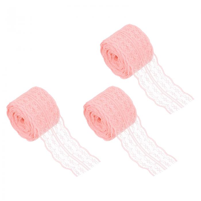 33ヤードレーストリムリボン 1.8インチ幅のヴィンテージフローラルパターンクロシェレースエッジリボントリミング DIY裁縫クラフトギフト包装ウェディングドレスホームデコレーション用（ダークレッド 3ロール）