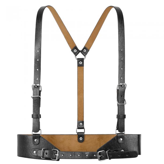 Elerevyo Women Punk Waist Belt, Leather Strap Body Harness Gothic Wide Belts, Rave Party Cosplay Costume Halloween Black Size-2