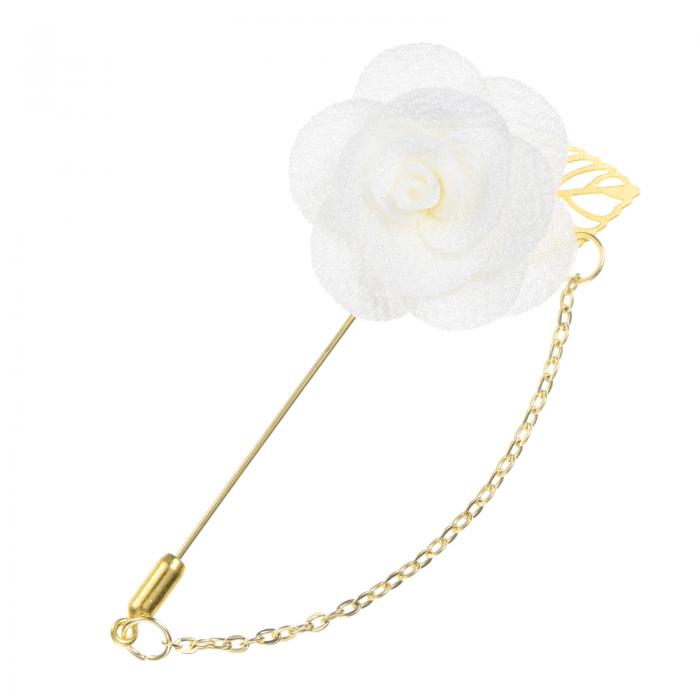 M METERXITY メンズスーツ用1パックカメリアフラワーラペ ルピン 金色リーフブローチ付きカメリアブローチピン 男女兼用ウェディングアクセサリー/スーツ...