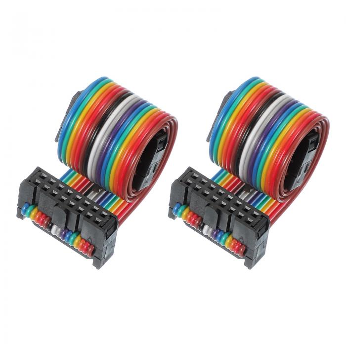 PATIKIL 16 ピン IDCコネクタ 平リボンケーブル 2.54 mmピッチ 長さ300 mm 幅20 mm 2個 デュアルロー ..