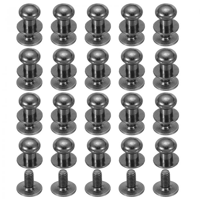 PATIKIL 7 mm レザーリベット 20セット ボールヘッドスタッドスクリューバックラウンドヘッドボタンシカゴスクリューニップルスタッドリベット レザーDIYクラフトハンドバッグベルト修理用 黒
