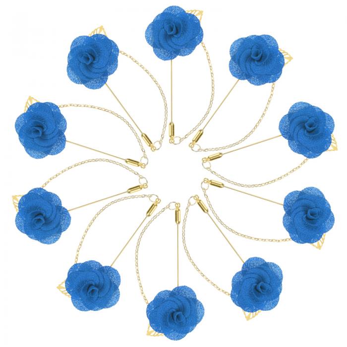 M METERXITY メンズスーツ用10個入りカメリアフラワーラペ ルピン 金色リーフブローチ付き カメリアブローチピン ウェディングアクセサリー/スーツタキ...