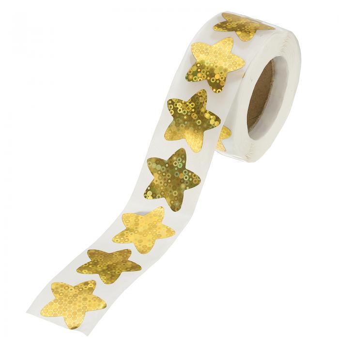 PATIKIL 1インチスターステッカーロール 1ロール/500個の自己粘着丸いフラッシュスターラベルメタリッ..