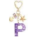 PATIKIL かわいいイニシャルレターキーチェーン レターP 女性用ブリングラブバタフライスター バッグバックパック財布車のキーカップアクセサリー パープル