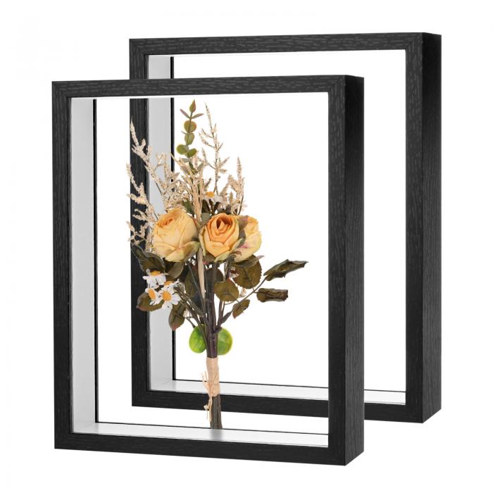 M METERXITY ドライフラワーフレーム 2個パック 8 x 10インチ ダブルアクリル木製ドライフラワーフォト..