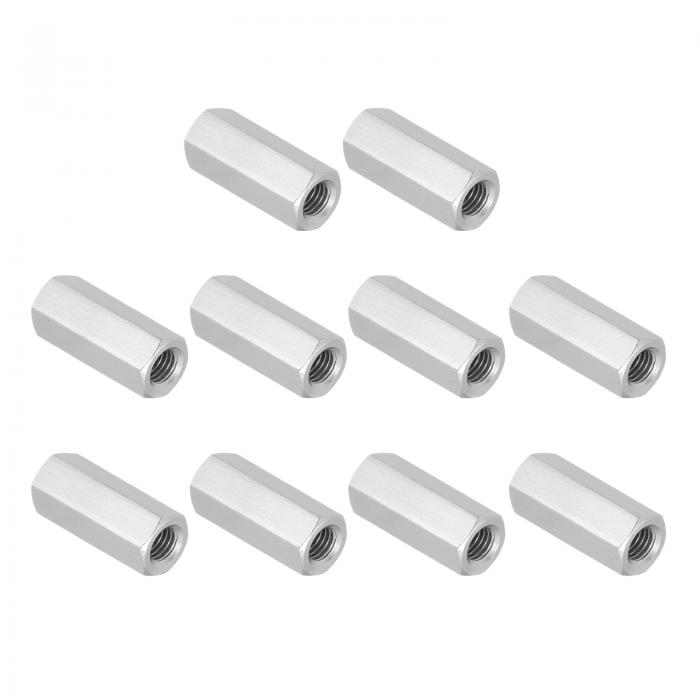 PATIKIL 3/8"-16 UNC 304ステンレス鋼六角結合ナット 10個1.6"長さ全ねじロッド結合ナットスタッディン..