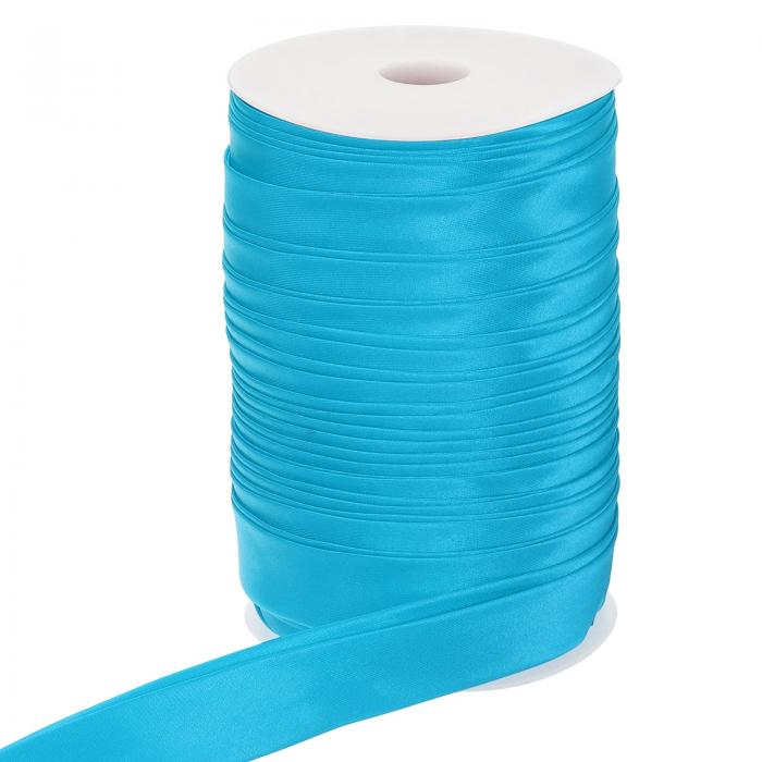 PATIKIL ダブルフォールドバイアステープ 1"×55ヤード 連続バイアスバインディングテープ 縫製キルティングヘムパイピングアパレルクラフト用サテン生地 レイクブルー