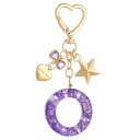 PATIKIL かわいいイニシャルレターキーチェーン レターO 女性用ブリングラブバタフライスター バッグバックパック財布車のキーカップアクセサリー パープル