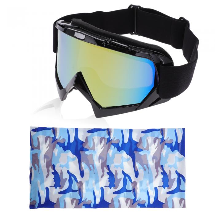 INFINAUTO 1セットのオートバイ用ゴーグルPC TPUサイクリングサングラスカラフルレンズブラックフレーム