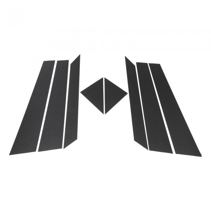 VekAuto ジャガーに対応XJ 11-19用のドアピラーウィンドウトリムフロントリア左右アンチスクラッチステッカーピラーポストドアアウターエクステリアカバーブラックカーボンファイバー8個