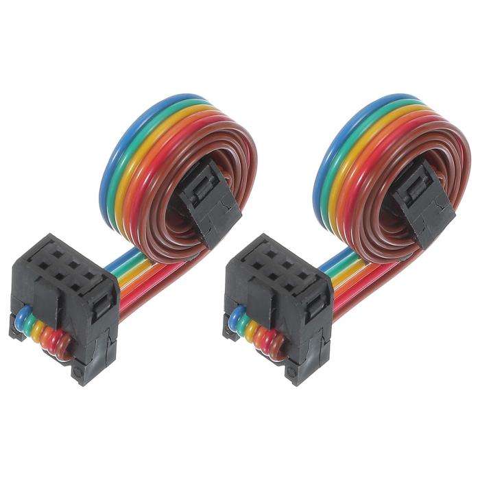 PATIKIL 6 ピン IDCコネクター平リボンケーブル2.54 mmピッチ長さ300 mm幅7.5 mm 2個デュアルロー テー..