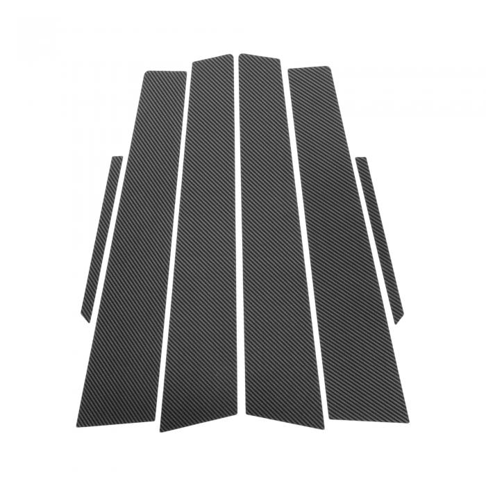 VekAuto Cadillacに対応CTS 2008-2013用6個入りドアピラーウィンドウトリム カーボンファイバーパターンブラック フロントリア左右 アンチスクラッチステッカーピラーポストカバー