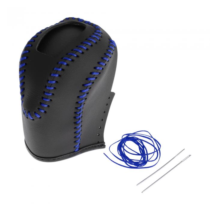 Motoforti フォルクスワーゲンに対応タオス22-23用のブラックブルーのフェイクレザーギアシフトノブカ..