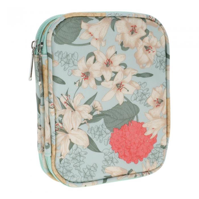 CAPASTEC クロシェットフックケース、ニット針ケース、ジッパー収納オーガナイザーバッグ、ウェブポケット付き、さまざまなクロシェット針編みアクセサリー用、ブルーグリーン