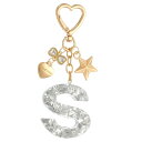 PATIKIL かわいいイニシャルレターキーチェーン レターS 女性用ブリングラブバタフライスター バッグバックパック財布車のキーカップアクセサリーシルバー