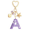 PATIKIL かわいいイニシャルレターキーチェーン レターA 女性用ブリングラブバタフライスター バッグバックパック財布車のキーカップアクセサリー パープル