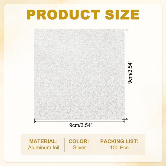 PATIKIL アルミホイルキャンディラッパー 3.5x3.5インチ 100枚 スクエア オレンジ柄 アルミホイル キャンディ包装紙 DIY チョコレート キャンディ パッケージング 装飾 シルバー 3