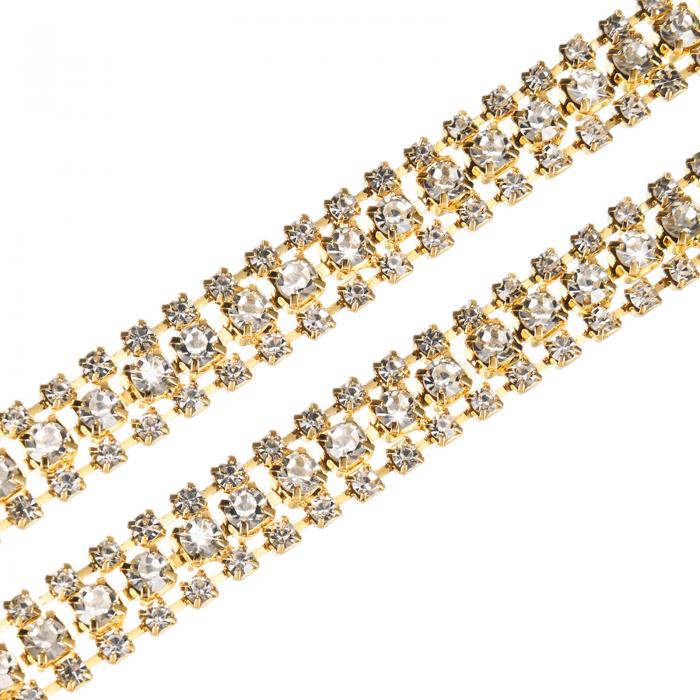 M METERXITY 2パックの水晶ラインストーンクローズチェーントリム、3列1ヤードドレス装飾、輝くダイヤ..