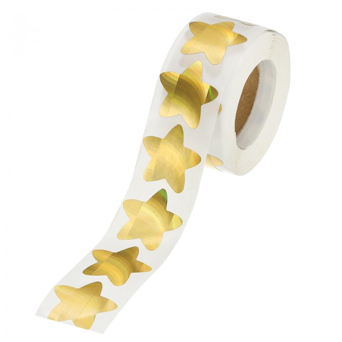 PATIKIL 1インチスターステッカーロール 1ロール/500個の自己粘着プレートフラッシュスターラベルメタ..