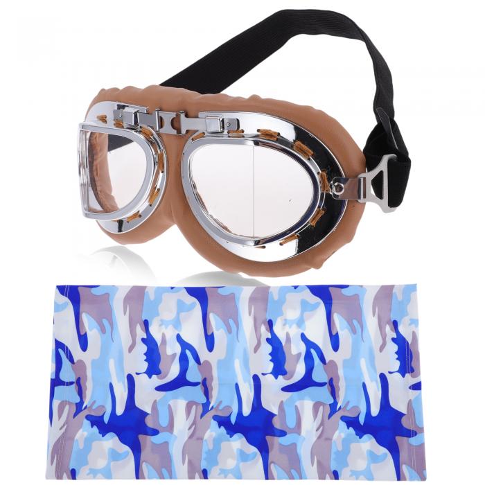 TUCKBOLD 1セットのオートバイ用ライディングゴーグル 折りたたみ可能なPC PUスポンジ アウトドアスポーツサングラス モトクロス ダートバイク ATV 透明レンズ ブラウンフレーム