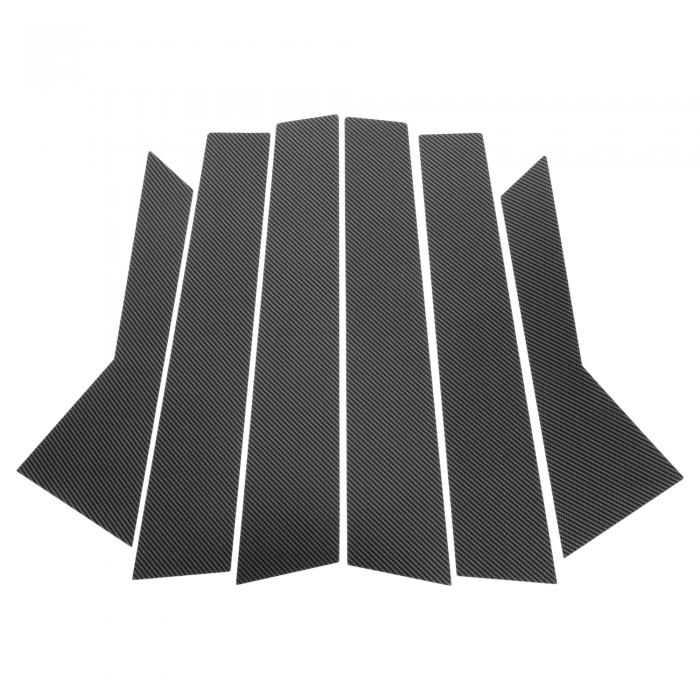 VekAuto Cadillacに対応SRX 2010-2015用6個入りドアピラーウィンドウトリム カーボンファイバーパターンブラック フロントリア左右 アンチスクラッチステッカーピラーポストカバー