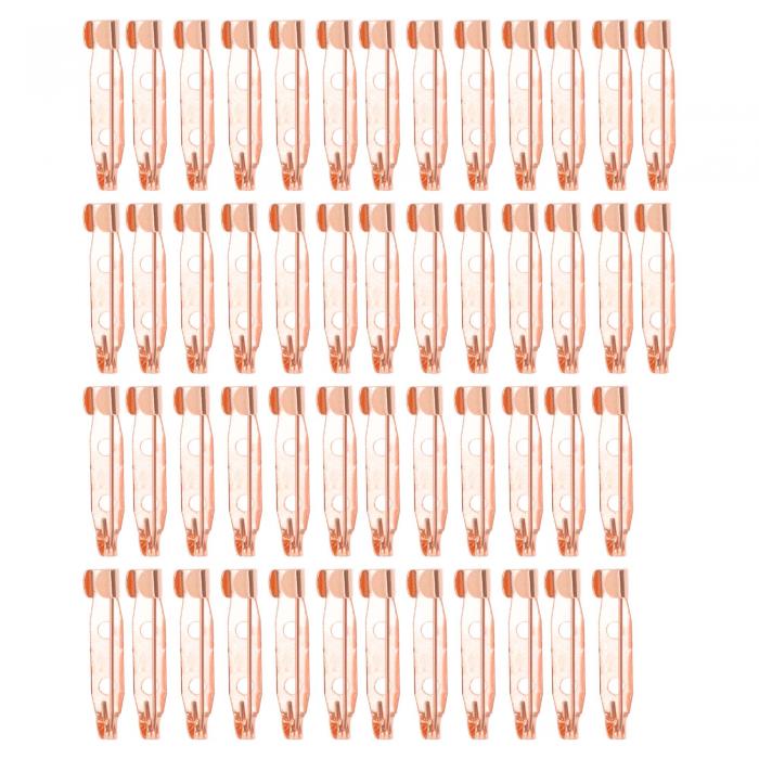 CAPASTEC ブローチピン 穴付き安全ピン30mm クラフト バッジ コサージュ 名札用のアイアンクラスプ金具 DIY用の安全ピン ローズゴールドトーン 50個