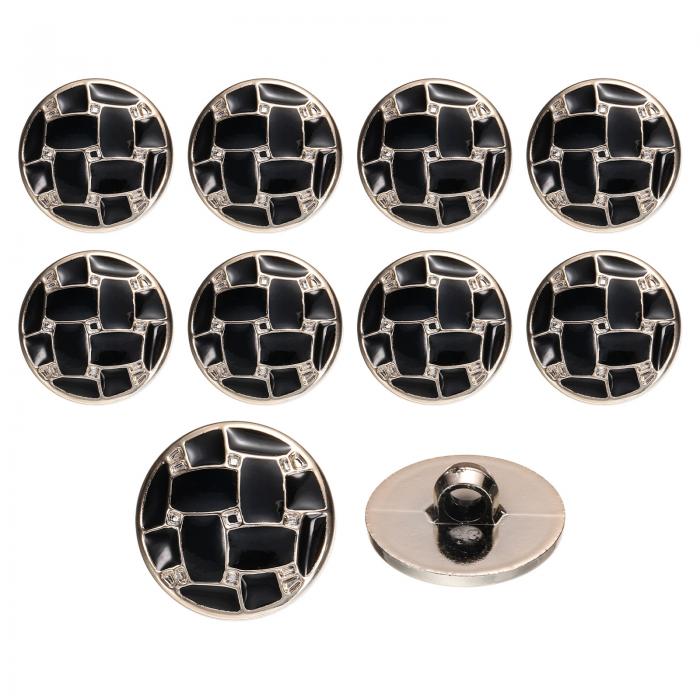 18mm丸型レジンビンテージ衣類ボタンメタルコートグリッドボタンクラフトアクセサリー衣類コート装飾クラフトDIYプロジェクト 黒