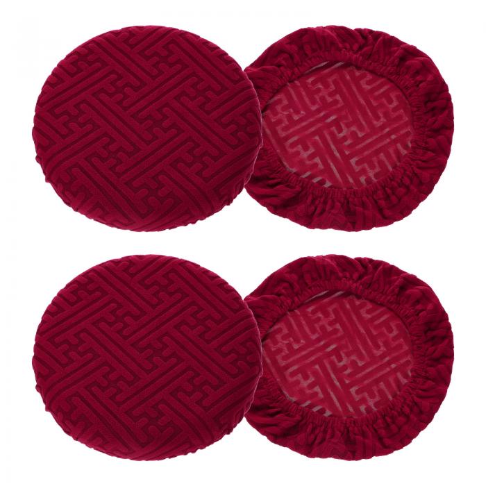 4個 円形バースツールカバー 12-14" 柔らかい弾性サークルスツールシートクッションスリップカバー ホ..