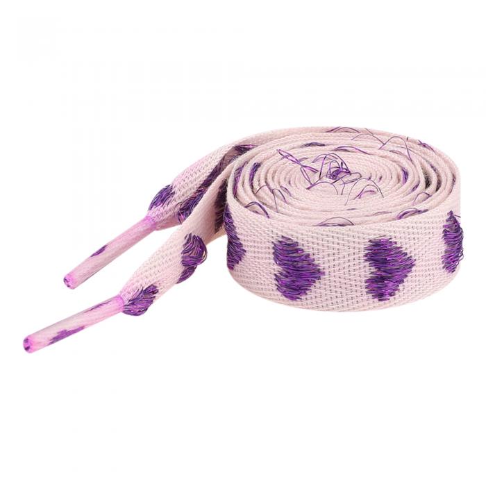 Elerevyo 2 Pairs Flat Glitter Shiny Shoe Laces, Metallic Heart Shoelaces Beige-Purple Heart 160cm/63.0