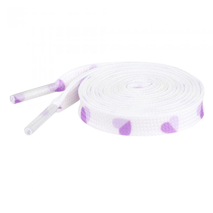 Elerevyo Flat Shoestrings Heart Printed Shoe Lace for Sneakers Athletic Shoelaces 1 Pair White Purple Heart 140cm/55.1"