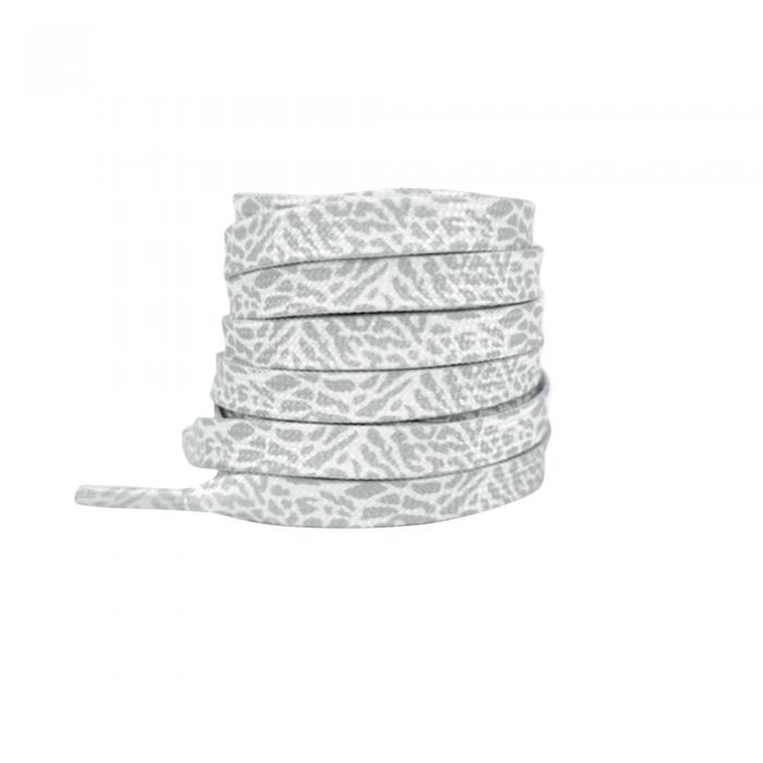 Elerevyo Flat Colorful Color Contrast Pattern Shoelaces Sports Shoe Laces for Athletic Running Sneakers Shoes Boot Strings 1 Pair White-Gray 160cm/63.0