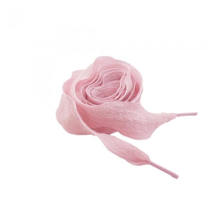 Elerevyo 2 Pairs Ruffle Shoe Laces: 2.5CM Wide Fishtail Pleated Flat Sneaker Shoestring Pink 110cm/43.3"