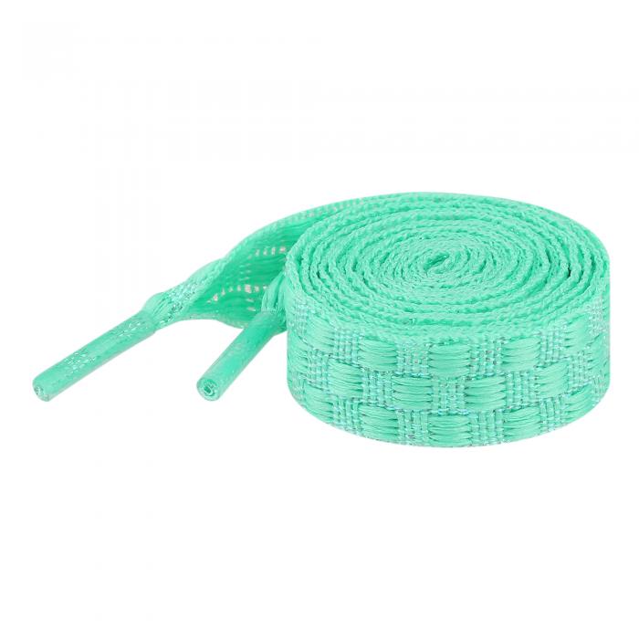 Elerevyo 1 Pair Flat Checkered Shoe Laces, Colorful Metal Wire Braided Shoelaces for Sneakers Boots Mint Green 120cm/47.2"