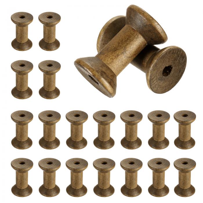 20個のクラフト用木製スプール、2インチ/50 mmの木製空のスプール未仕上げの木製リボンスプールアート、糸、麻ひも、DIYクラフトホームデコ（茶色）