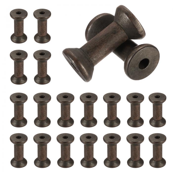 20個の木製スプール、1.6インチ/40 mmの木製空のスプール、未仕上げの木製リボンスプール、アート、糸、麻ひも、リボン、DIYクラフトホームデコ(コーヒー)