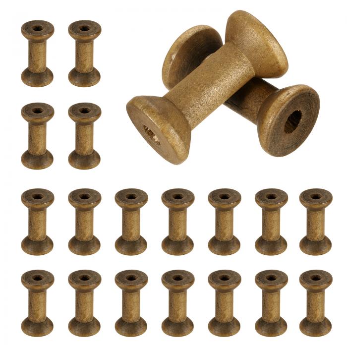 20個のクラフト用木製スプール、1.6インチ/40 mmの木製空のスプール未仕上げの木製リボンスプール、アート、糸、麻ひも、リボン、DIYクラフトホームデコ(茶...