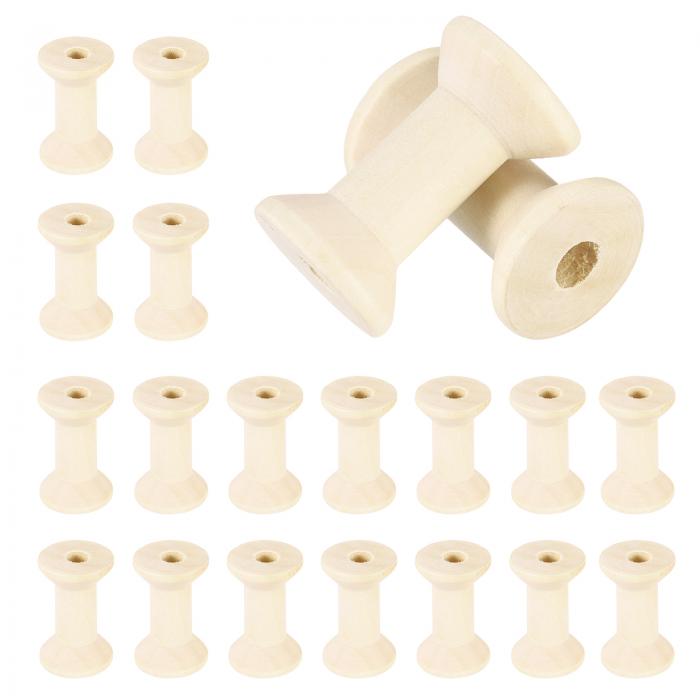 20個のクラフト用木製スプール、2インチ/50 mmの木製空のスプール未仕上げの木製リボンスプールアート..