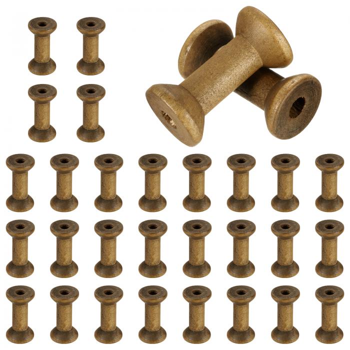 30個の木製スプール、1.6インチ/40 mmの木製空のスプール、未仕上げの木製リボンスプール、アート、糸..