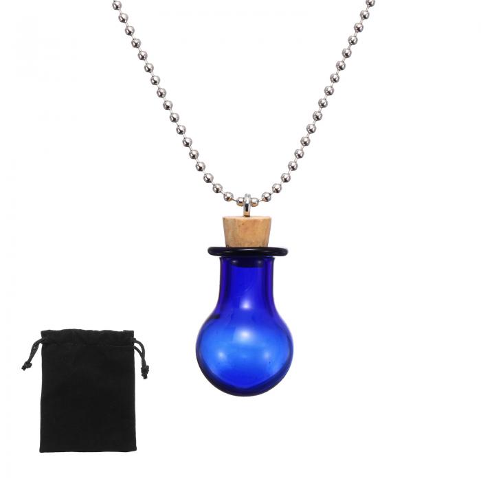 ビアルネックレス 23 mm 小さなガラスボトルペンダント コルクストッパー付き 黒ベルベットバッグ 宝石..