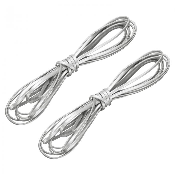 2バンドルのフラットレザーコード、5.5ヤード5mmレザークラフトレーシングストリップ、シルバー